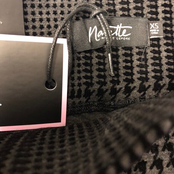 Nanette Flocked Glen Plaid Jeggings Black Gray XS - Picture 4 of 5